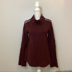 Knitted & Knotted Lace Wine Sweater
